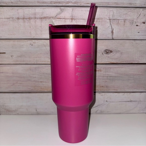 Stanley x Starbucks 40oz Quencher Tumbler Winter Berry Glitter & Gold NWT - Picture 5 of 10